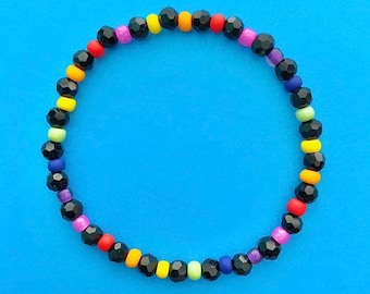 Rainbow Crystal Stacker Beaded Bracelet