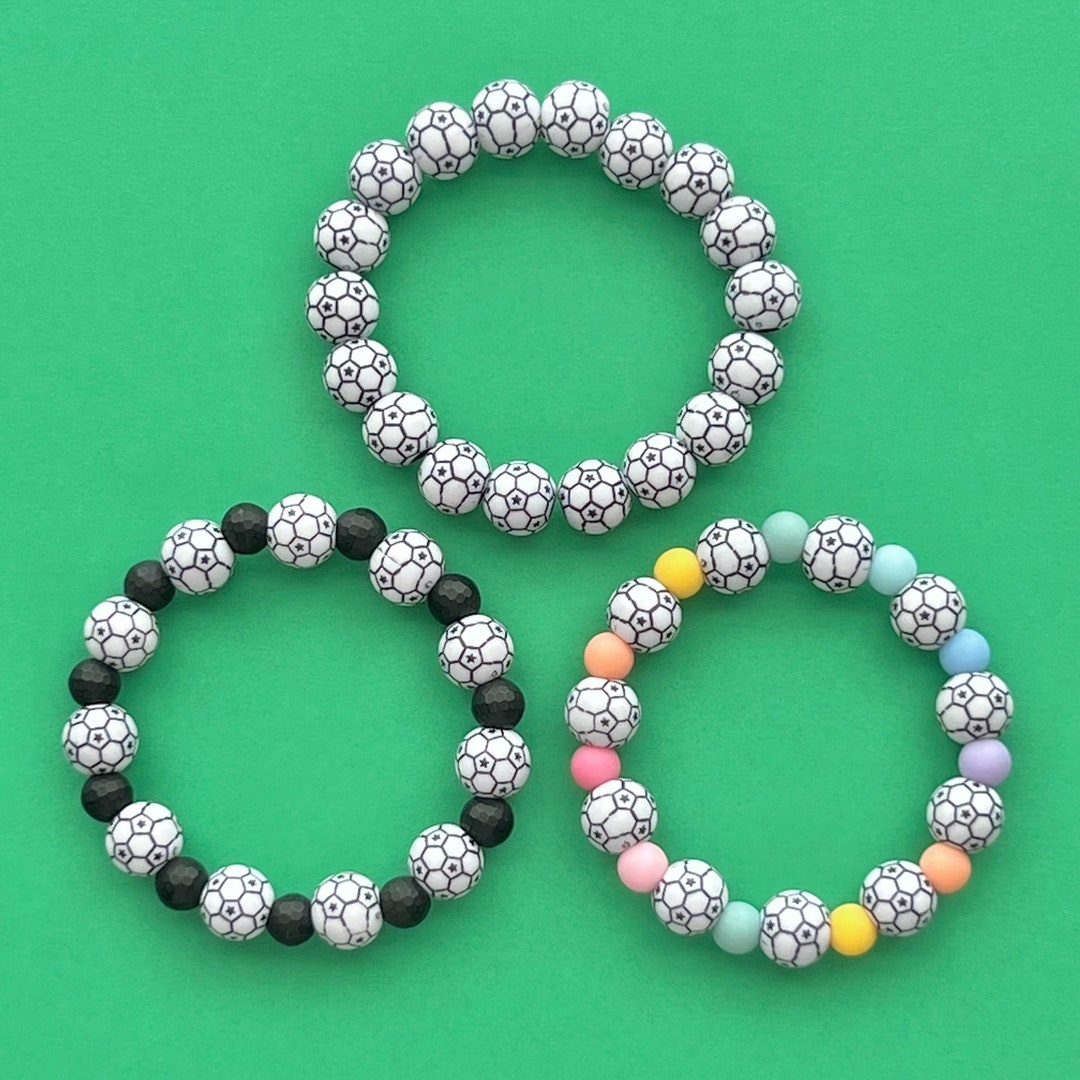 Soccer Ball Beaded Bracelet Etsy