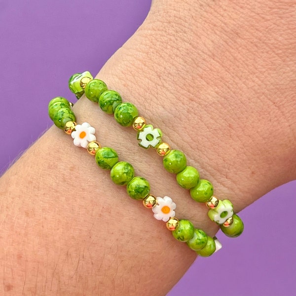 Topiary & Flower Midi Bubble Beaded Bracelets