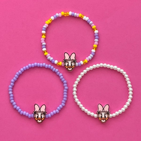 Daisy Duck Charm Beaded Bracelet