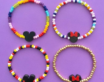 Mickey and Minnie Mouse Beaded Bracelet