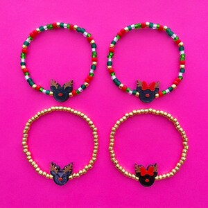 Mickey & Minnie Reindeer Beaded Bracelets