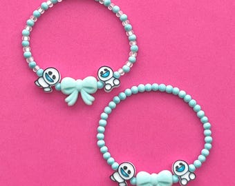 Blau Gefrorenes Snowgie Bow Perlenarmband