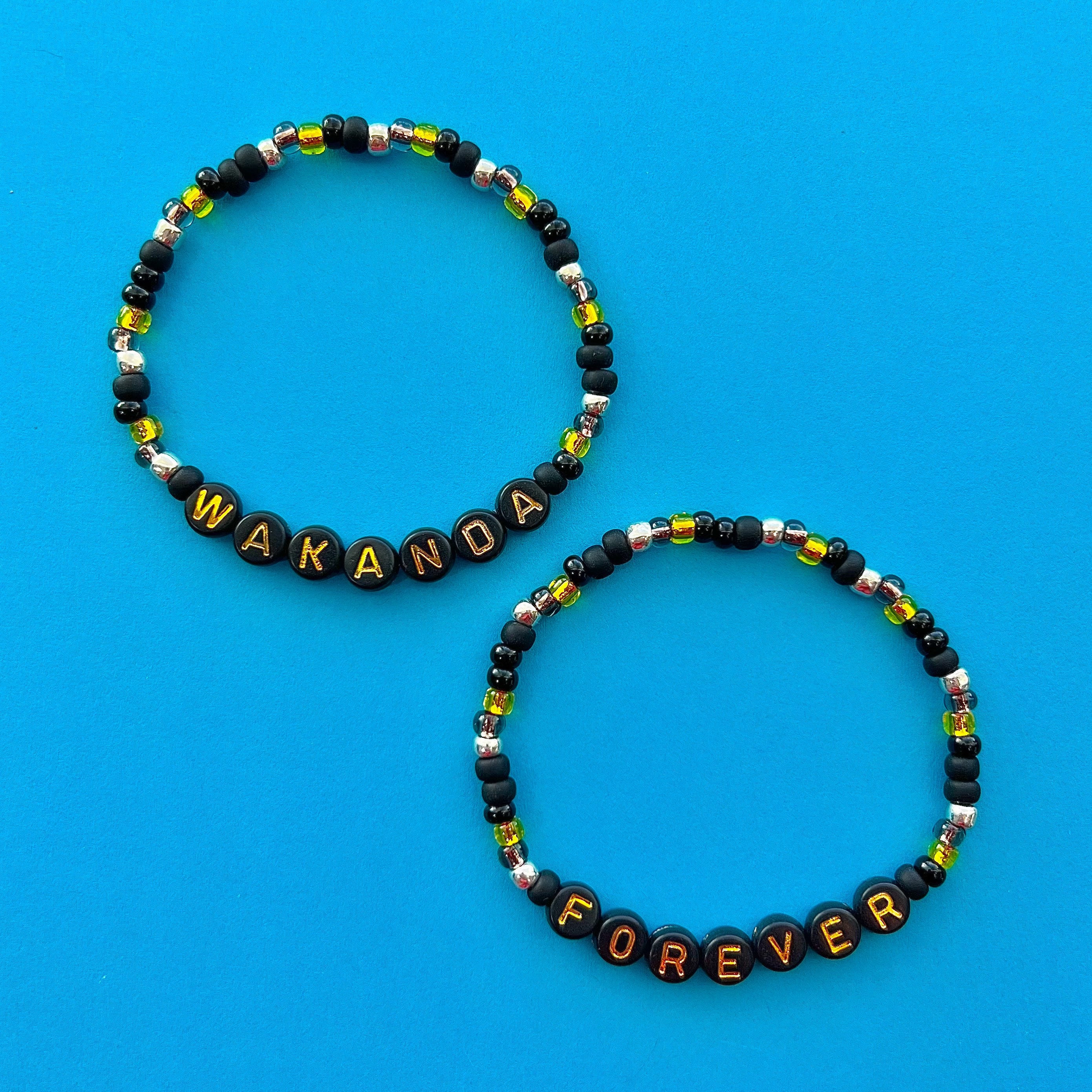 Wakanda Forever Black Panther Beaded Bracelets - Etsy