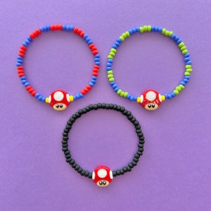 Super Mario Mushroom Beaded Bracelet