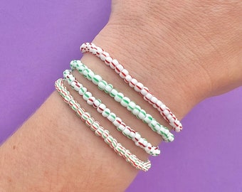 Mint Stripe Beaded Bracelets