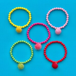 Monochrome Truffula Tree Pom Beaded Bracelets