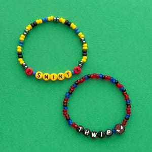 Comic Sounds Snikt Wolverine and Thwip Spider-Man Beaded Bracelets