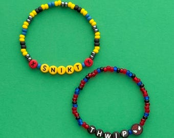 Comic Sounds Snikt Wolverine and Thwip Spider-Man Beaded Bracelets