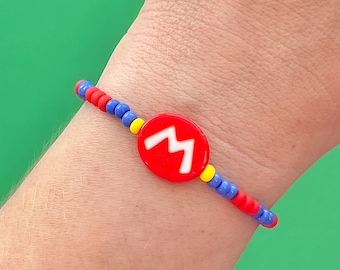 Super Mario M Hat Beaded Bracelet