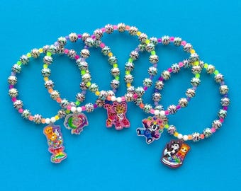 90’s Stickers Rainbow Tiger Stripe Midi Bubble Beaded Bracelet