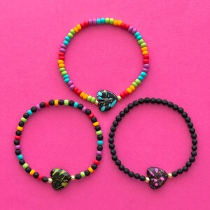 Festival of The Arts Paint Splatter Heart Beaded Bracelets