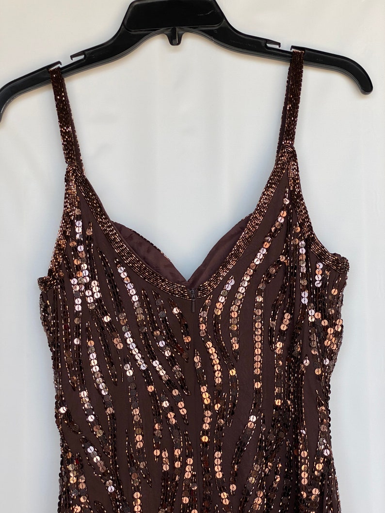 Vintage A.J Bari silk rayon beaded cocktail evening dress size 4