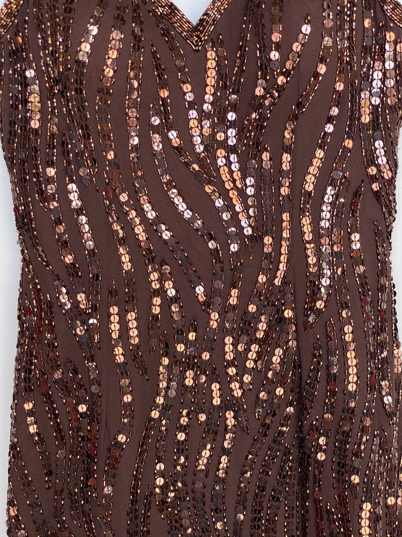 Vintage A.J Bari silk rayon beaded cocktail evening dress size 4