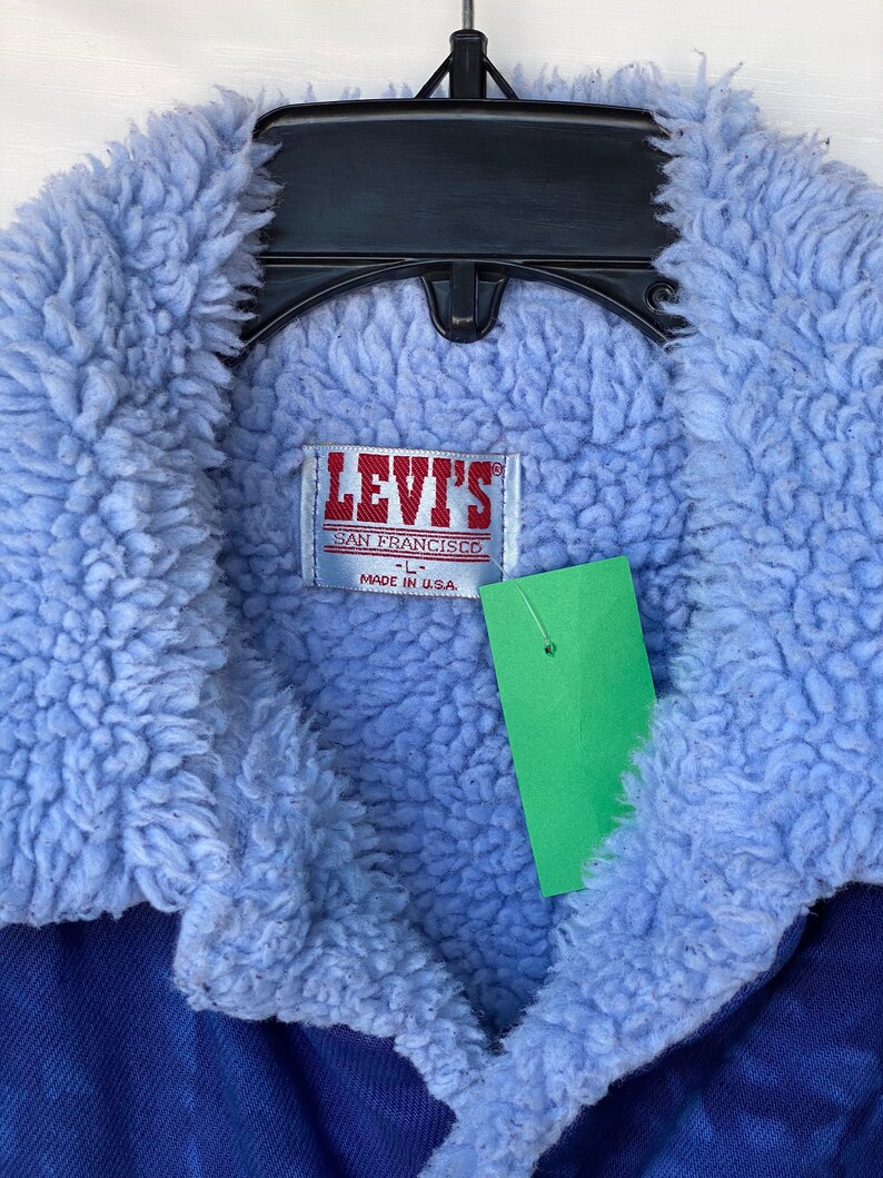 Vintage Levi\u2019s Sherpa lined denim vest Custom made /& Hand dyed Large