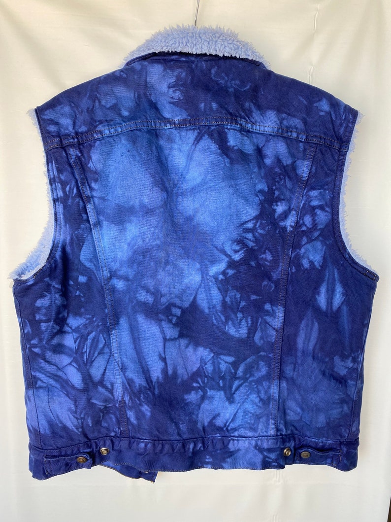 Vintage Levi\u2019s Sherpa lined denim vest Custom made /& Hand dyed Large