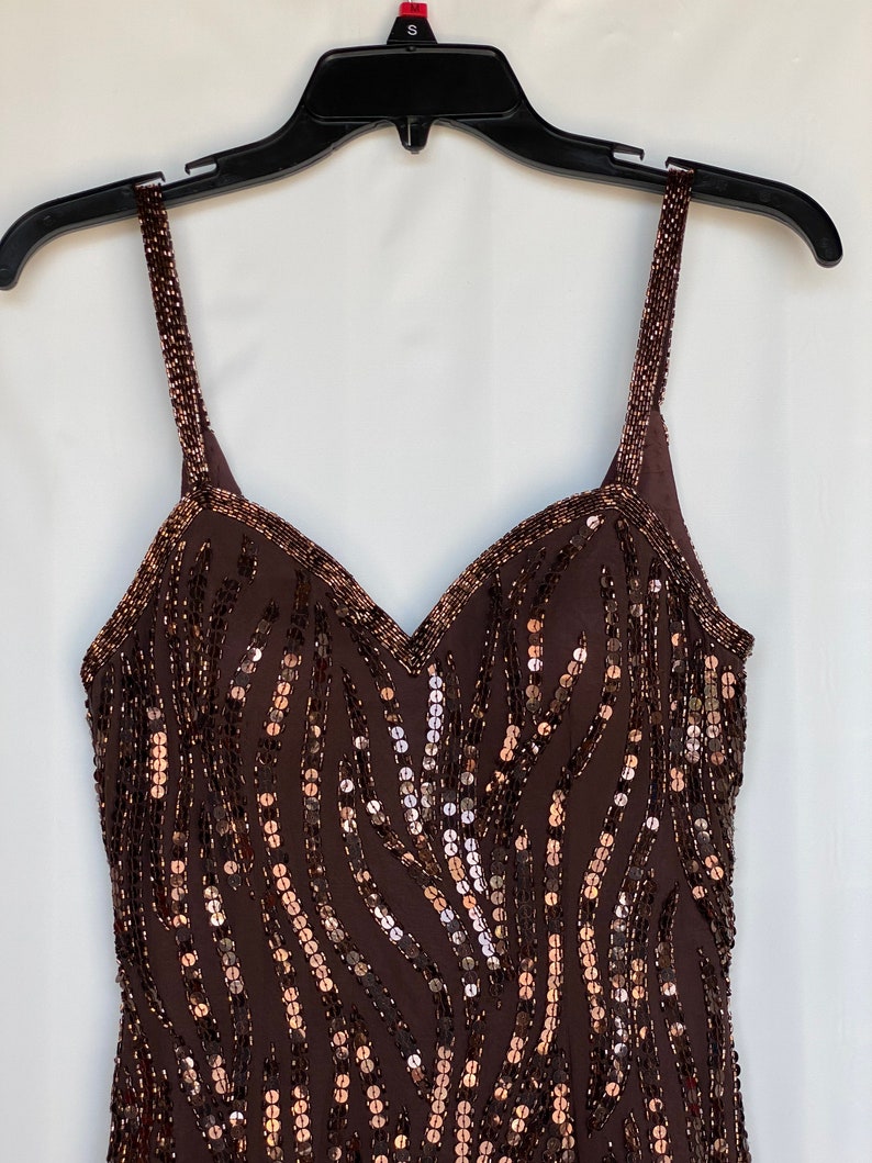 Vintage A.J Bari silk rayon beaded cocktail evening dress size 4