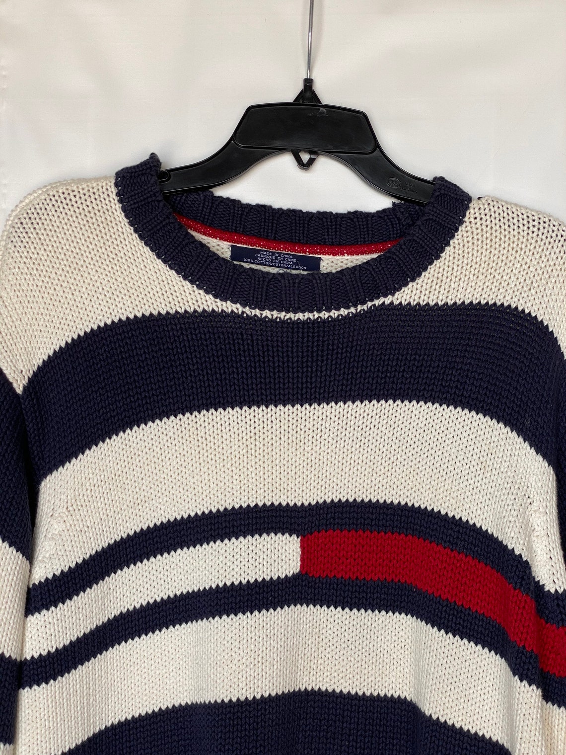 Vintage 90s knitted Tommy Hilfiger heavy sweatshirt / Large | Etsy