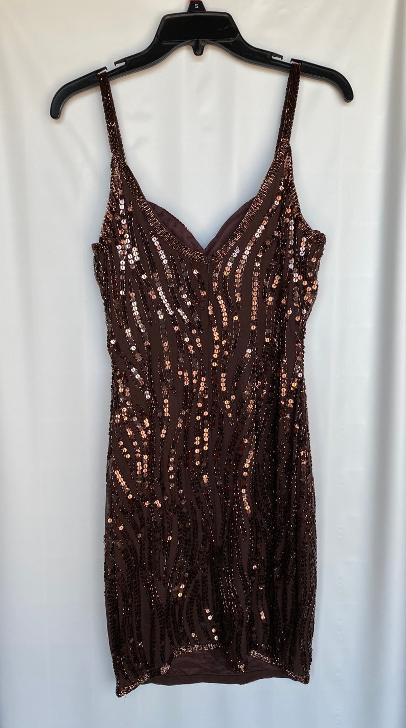Vintage A.J Bari silk rayon beaded cocktail evening dress size 4