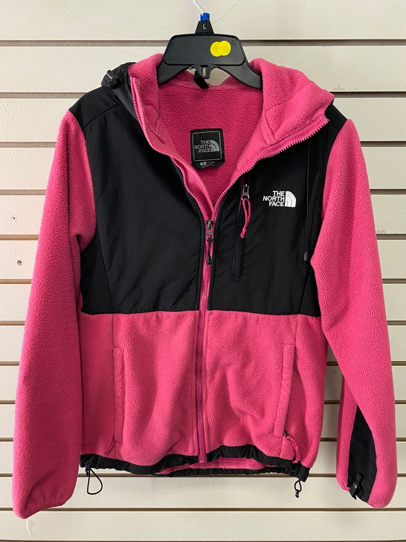 The north face fleece jacket pink w/ hoodie / womens | Etsy