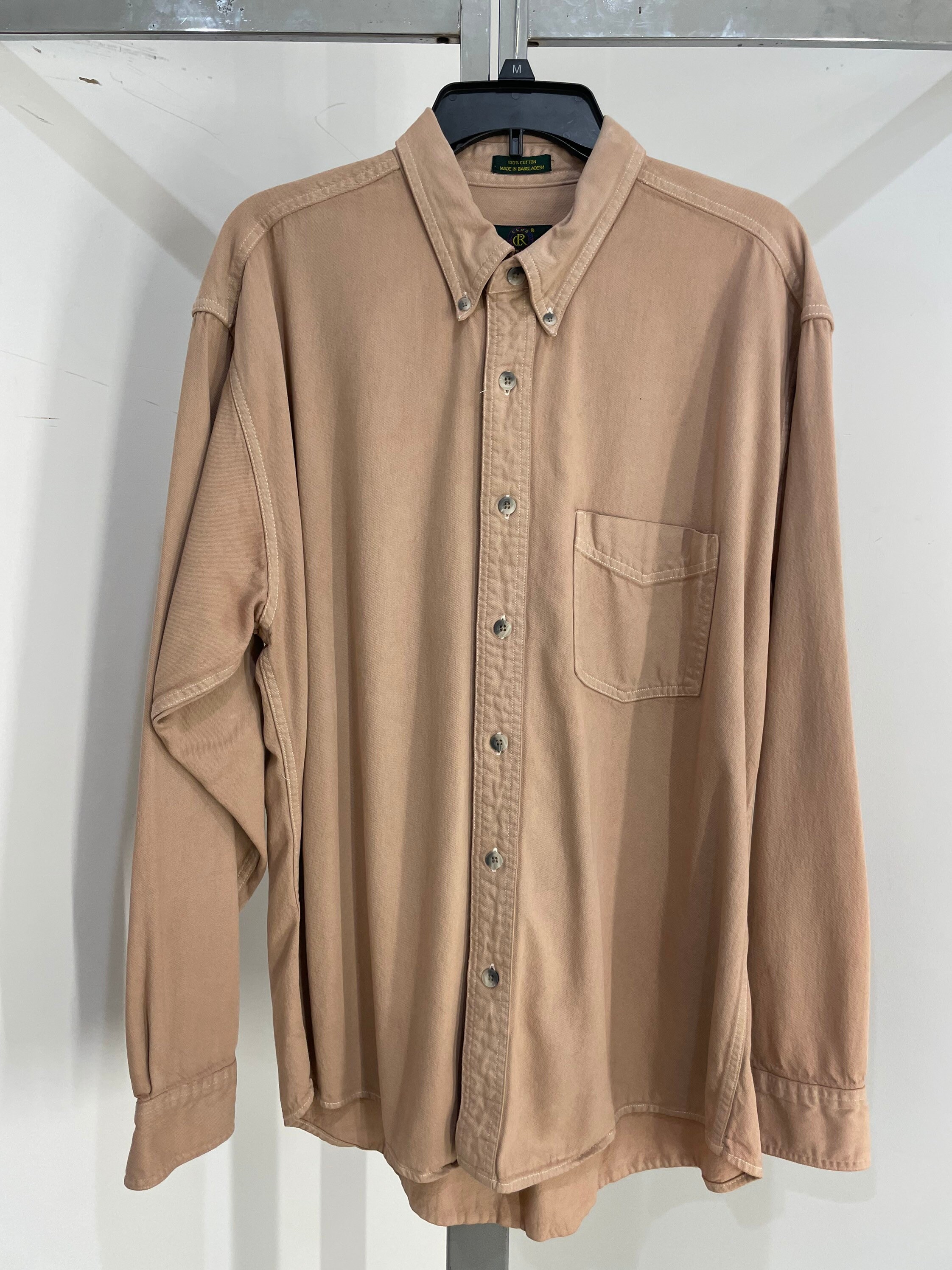 Vintage Club room button up brown shirt / hand dyed brown / L | Etsy