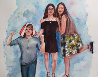 Portrait personnalisé, cadeau original fait à la main par artiste