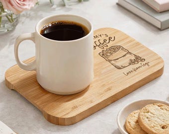 Personlig kexbricka för föräldrar och mor- och farföräldrar - Graverad träkaffepresent