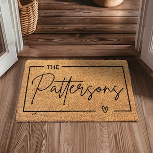 Best Seller Housewarming Customized Doormat - Decorative Coir Mat Gift - Custom Personalized Coir Doormat - Closing Gift - Last Name Rug