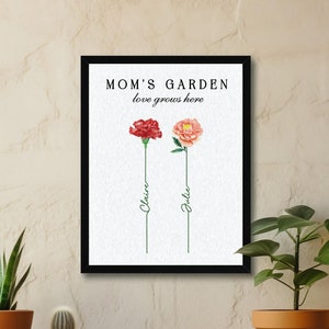 Cadeau unique pour maman, cadeau d'anniversaire personnalisé pour maman, fleur pour le mois de naissance des grands-parents personnalisés