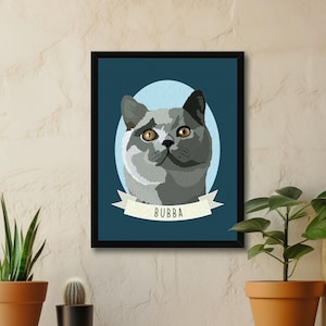 Custom Pet Portraits, British Shorthair Cat Wall Art, British Shorthair Cat Print And Portrait, Digital Domestic Shorthair, Cat Poster Art