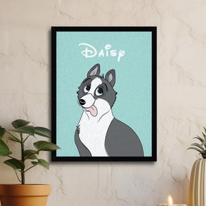 Dog lover gift, husky custom and personalized print, husky dog wall art, dog print, cartoon dog print, personalized dog art, custom dog