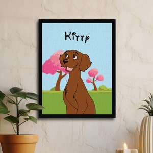 Custom golden retriever portrait custom, personalized dog wall art, cartoon dog, personalized dog print, dog print, custom dog print