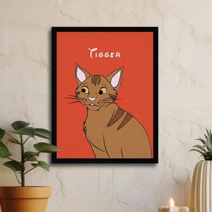 Gember Cyperse kat aangepaste print, gember kat print, aangepaste kat Art Print, gember kat kunst, aangepaste korthaar Cyperse kat kunst, kat poster kunst