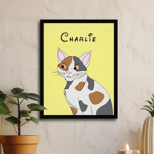 Impresión personalizada de gato calico, impresión personalizada de mascotas, impresión de arte de gato personalizado, arte de gato calico, arte de gato de pelo corto personalizado, arte del cartel del gato calico