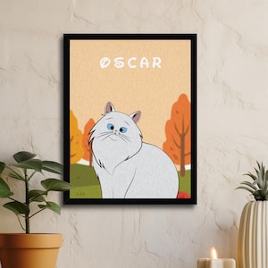 Persian Cat Custom Print, Personalized Cat Print, Cat Wall Art, Persian Print, Cartoon Cat Print, Personalized Cat Print, Custom Cat Art