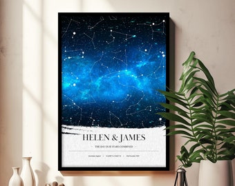 Custom Night Sky Star Map, Anniversary Gift for Husband, Christmas Gift, Valentine Day Gift for Him, Wedding Gift Engagement Gift for Couple