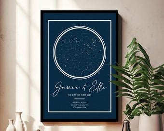 Gift For Mom, Star Map Print, Wedding Gift, Night Sky Print, Wedding Gift, Constellation Print, Anniversary, Custom, Navy, Star Print