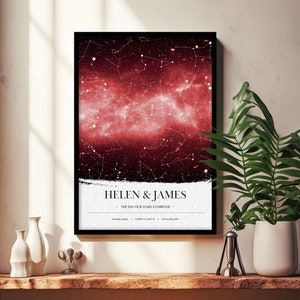 Constellation Print, Night Sky Map, Bridal Shower Gift, Valentine Gift, Galaxy Map Poster, Bridesmaid Gift, Wedding Gifts, Starmap