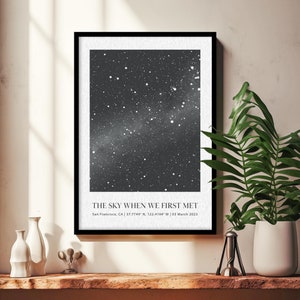 Stampa mappa stellare grigia, stampa poster stella costellazione, mappa personalizzata del cielo notturno, regalo anniversario per coppie, data speciale, occasione speciale