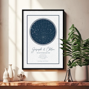 Cadeau pour lui, cadeau d'anniversaire de notre rencontre, impression ciel nocturne, poster carte des étoiles, cadeau de mariage, impression constellation, cadeau personnalisé
