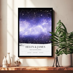 Star Map, Personalized Constellation  Map, Custom Night Sky, Stars On Wedding, Celestial Map Art, Stars Chart Map, Custom Anniversary Gift