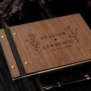 Custom Rustic Sign Book for Reception, Wooden Wedding Keepsake, Memory Album, Vintage Style Personalised Guestbook for Special Occasions