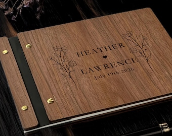 Custom Wood Wedding Guest Book, Rustic Keepsake Album