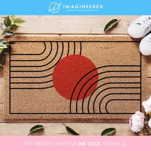 Welcome Mat Mid Century Modern, Housewarming Gift, Unique Wedding Gift, Minimalist Doormat, Geometric Boho Mat