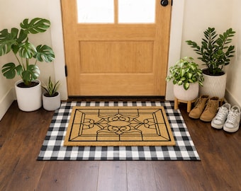 Stained Glass Door Mat | Vintage Home Décor | Symmetrical Coir Sign