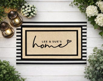 Handmade Custom Couples Doormat - Personalized Wedding Gift