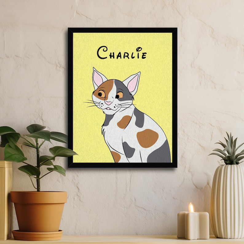 Calico Cat Custom Print, Personalized Pet Print, Custom Cat Art Print, Calico Cat Art, Custom Shorthair Cat Art, Calico Cat Poster Art image 1