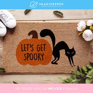 Let&#39;s get spooky doormat - seasonal coir  mat - housewarming gift - fall - halloween decor - halloween doormat