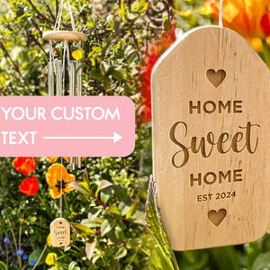 Home Sweet Home Heart Wind Chime With EST Date | Custom Home Wind Chime | Cute Home Gift | Personalised Wind Chime For New Home