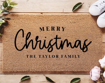 Merry Christmas Doormat - Rustic Holiday Decor - Home Decor - Holiday Rug - Holiday Doormat - Personalized Gift - Farmhouse Christmas